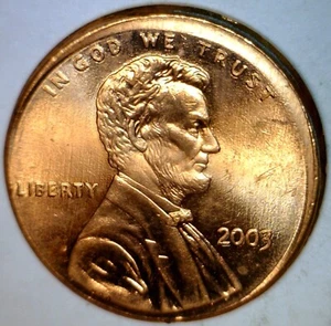 2003 ERROR OFF CENTER Lincoln Cent Nice Unc. / BU Coin RARE DATE NR FREE SHIP - Picture 1 of 2
