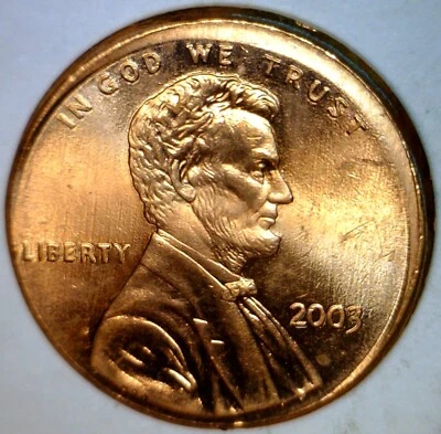 2003 ERROR OFF CENTER Lincoln Cent Nice Unc. / BU Coin RARE DATE  NR  FREE SHIP - Image 1 of 2