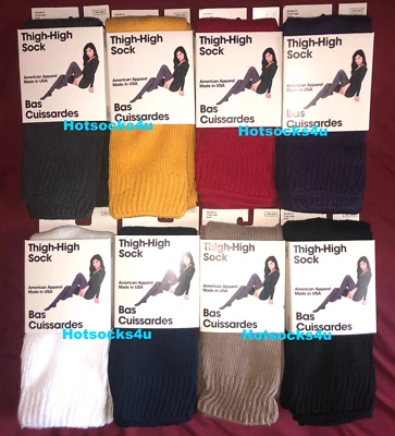 Calcetines hasta el muslo American Apparel vintage a rayas lisos por encima de la rodilla agotados Foto 1 de 3