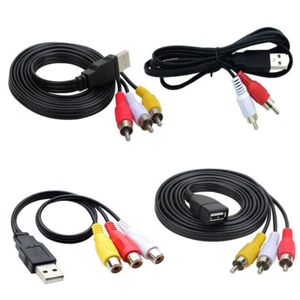 USB Male Female to RCA AV Audio Video Cable Adapter Cord for 1080P TV DVD HDTV - Picture 1 of 36