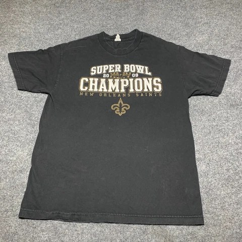 New Orleans Saints T Shirt Adult Large L NFL Football Super Bowl Champions Cover