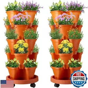 Umigy 2 Set 5 Tier Stackable Planters Vertical Garden Planters for Strawberry - Picture 1 of 5