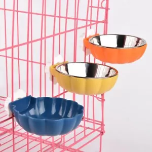 Food Water Bowl For Crate Hanging Cage Pet Cat Dog Puppy Stainless Steel Feeder - Picture 1 of 15
