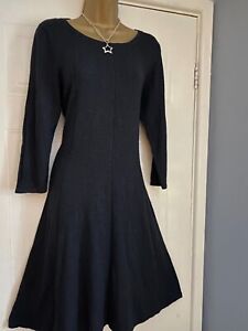 EXQUISITE MONSOON RICH CHARCOAL EMBROIDERY SOFT WOOL BLEND JUMPER DRESS SIZE 12