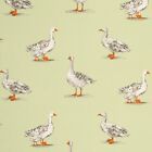 Clarke And Clarke Geese Sage  Cotton Pvc Wipe Clean Tablecloth Oilcloth