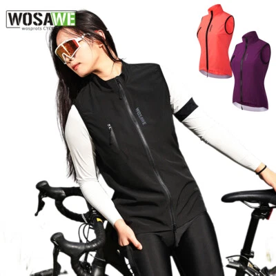 WOSAWE Women Cycling Gilet Lightweight Sports Vest Running Reflective Top Summer - Image 1 of 4