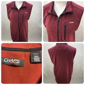 CHAPS SPORTS WOMENS SIZE SMALL RED FLEECE VEST FRONT POCKET JT - Picture 1 of 9