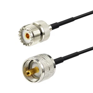 UHF PL259 SO239 Male to female UHF Jumper Extension Pigtail RG174 Cable 50cm 20" - Picture 1 of 4