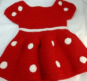 Crochet Set Dress Handmade Baby Toddler Girl Knit Warm Clothes 0-3Months - Picture 1 of 2