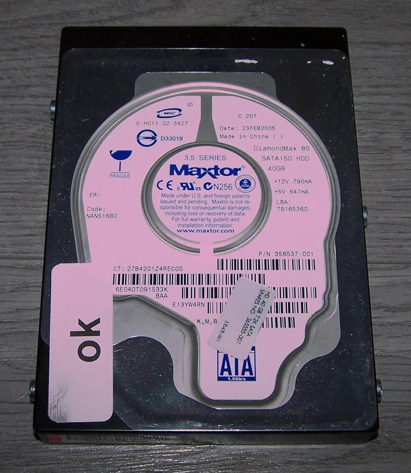 Maxtor DiamondMax 8S 6E040T0 40GB HD SATA 2MB Cache 7.200 U/Min. - Bild 1 von 1