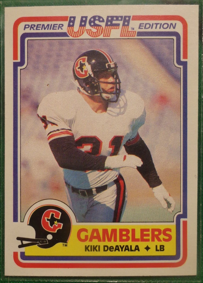 1984 Topps USFL Football #33 Kiki DeAyala - Gamblers - Texas Alumni - Image 1 of 1