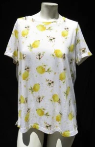 MEADOW RUE Anthropologie US women’s M White Lemons Floral Tee T Shirt Top - Picture 1 of 5