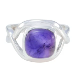 Amethyst Fine Silver Ring Handcrafted Jewelry For Halloween Gift US - Picture 1 of 3