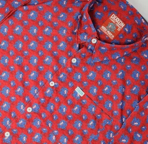 Camisa Dixxon "Rosa Muerta" Para Hombre 3X Roja AOP Calaveras Rosas B/D Manga Corta - Imagen 1 de 9