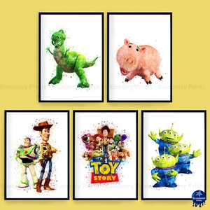 Toy Story - Impresiones artísticas de salpicaduras en acuarela de personajes de Disney/Pixar - A5-A4-A3 - Imagen 1 de 6
