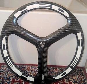 HED TRI-SPOKE 11 SPEED FULL CARBON REAR TUBULAR WHEEL 700c + DT SWISS WHEEL BAG - Picture 1 of 9