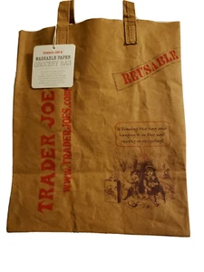 2 x Trader Joe's Washable Reusable Paper Grocery Shopping Bag 14"x11.5"x7" - Picture 1 of 4