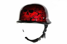 Motorcycle German Burgundy Skull Graveyard Novelty Half Helmet NOT DOT NEW DEAL