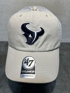 Houston Texans Hat '47 Brand Clean Up "4 Stroke" Logo Snapback Cap NWT Mesh H46