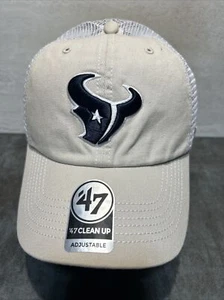 Houston Texans Hat '47 Brand Clean Up "4 Stroke" Logo Snapback Cap NWT Mesh H46 - Picture 1 of 8