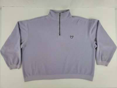 Pulôver moletom Disney Golf 1/4 zíper manga longa lilás GG Mickey Minnie mancha - Imagem 1 de 4