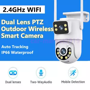 Dual Lens 3MP+3MP PTZ Security Wireless Outdoor Camera Light Alarm 2.4G WiFi - Picture 1 of 18