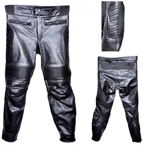 Motorcycle Pants Leather Trouser Armour Protection Biker Touring Leather Pants - Foto 1 di 3