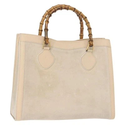 GUCCI Bamboo Hand Bag Suede Light Beige Gold 002 2853 0260 0 Auth am9506 - Image 1 of 4