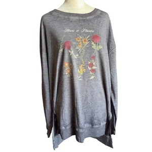 Angels Fleurs Et Plants Gray Long Sleeve Tunic, Top XL Lightweight - Picture 1 of 7