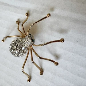 Broche prendedor araña estrás tono dorado vintage joyería patrimonial para mujer - Imagen 1 de 5