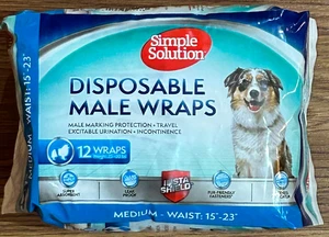Simple Solution Disposable Dog Diapers for Male Dogs - Male Wraps - Picture 1 of 50
