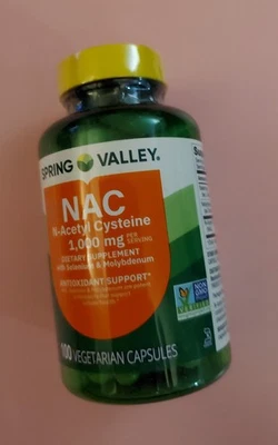 Spring Valley NAC, 1.000 mg cápsulas vegetarianas, suplemento antioxidante de suporte - Imagem 1 de 3