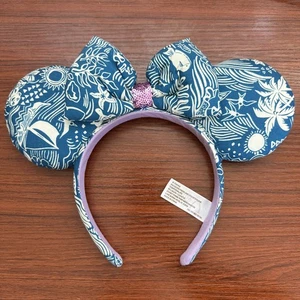 Orecchini Minnie tropicali hawaiani blu e bianchi Disney Aulani usati in ottime condizioni - Foto 1 di 10