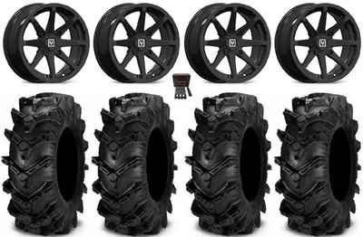 Valor V01 14" Wheels Black 27" Cryptid Tires Kawasaki Brute Force IRS - Image 1 of 4