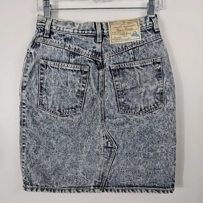 80s Vintage Gitano Express DENIM Acid Wash Pencil Skirt Sz 9/10 Boho Cottagecore - Image 1 of 4