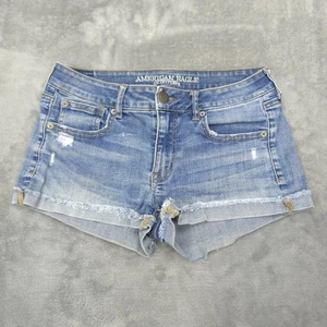 American Eagle Outfitters Shorts Womens 6 Denim Shortie Super Stretch X Frayed - Picture 1 of 18
