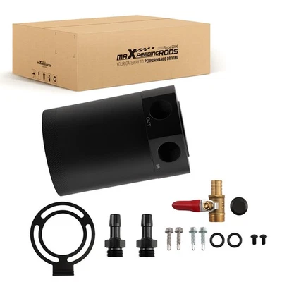 Universal Compact Baffled 2-Port Aluminum Alloy Oil Catch Can Tank Separator Kit - Imagen 1 de 4