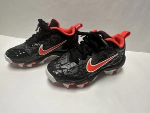 NIKE FASTFLEX BASEBALL CLEATS YOUTH 10C BLACK / RED - EUC- USED TIME - Picture 1 of 8