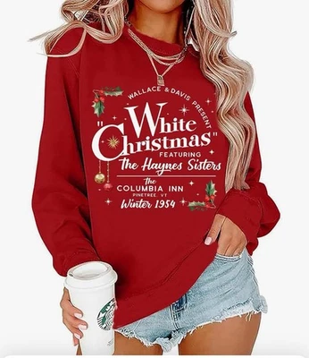 White Christmas Sweatshirt for Women Winter 1954 The Haynes Sisters Pullover red - Image 1 of 4