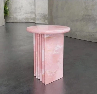 Pink Onyx Coffee Table – Handmade Luxury Plinth Side Table for Living Room Decor - Image 1 of 4