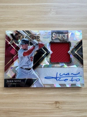 Juan Soto 2020 Panini Select - X-Factor Material Signatures /25 (AU, MEM) - Image 1 of 2