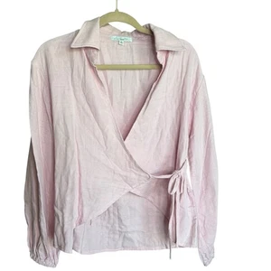 Love, Whit by Whitney Port Women's Pink Wrap Long Sleeve Top Light Weight Flaw - Picture 1 of 6