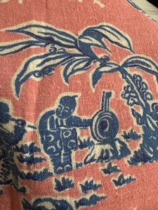 Vintage Full Opened Feedsack 35 x 40 Pink & Blue Asian Print Children 3 Avail - Bild 1 von 13