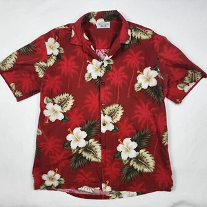 ✅ Vintage Pacific Legend Apparel Mens Hawaiian Floral Shirt Size L Collared Red - Picture 1 of 15