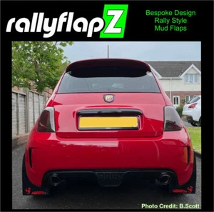 rallyflapZ | Mud Flaps & Fixings ABARTH 500 595 695 Black MSA 4mm PVC *G L-Red - Picture 1 of 3