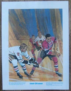 1972 Prudential Print Blackhawks Bobby Hull vs Boom Boom 1962 handsigniert - Rumpf - Bild 1 von 4