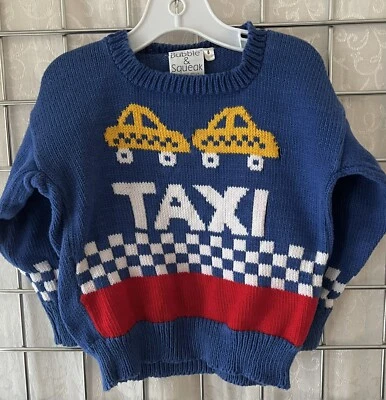 Vintage Bubble & Squeak Boys BLUE Sweater TAXI • Childrens • Cotton • Size 6 - Image 1 of 4