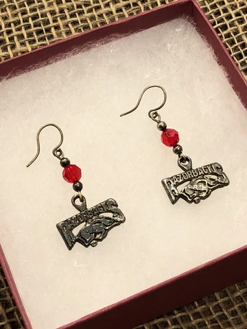 Arkansas Razorbacks Dangle Earrings (Fan Bead) NCAA Licensed Jewelry Cover