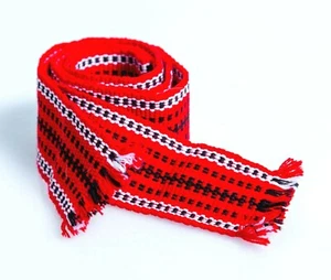 Ukrainian hand woven mens homespun Cossack Belt 7 cm Red KRAYKA for Vyshyvanka - Picture 1 of 5