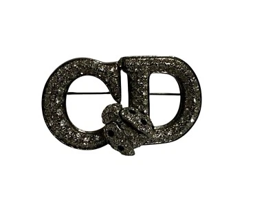 Vtg Christian Dior By John Galliano C.AW2000 Pavé Crystal CD Ladybug Logo Brooch - Image 1 of 4
